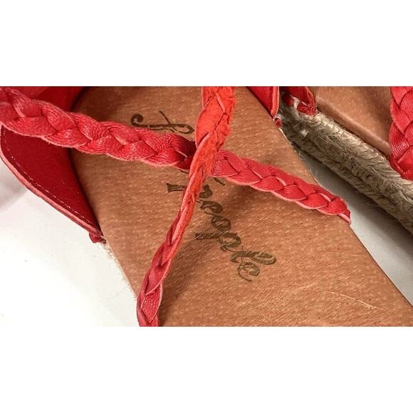 FREE PEOPLE Red Braided Leather Bondi Tall Gladiator Espadrilles Sandals - Picture 7 of 16